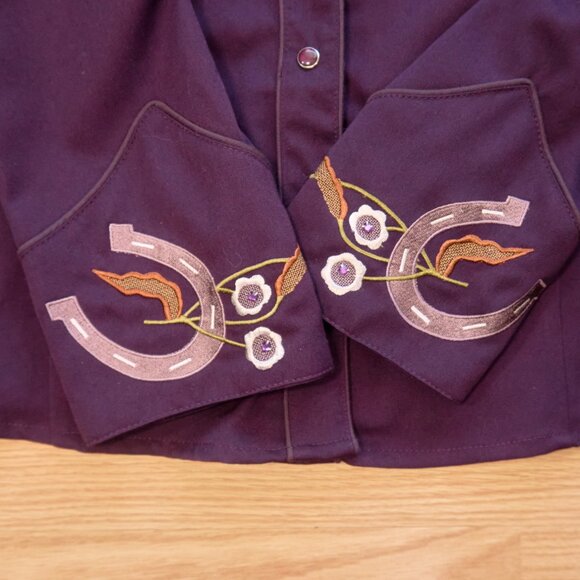 Scully Women's Western Embroidered Purple Shirt, Size XL - Picture 4 of 7